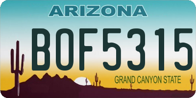 AZ license plate BOF5315