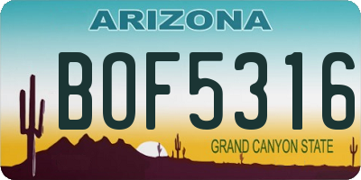 AZ license plate BOF5316