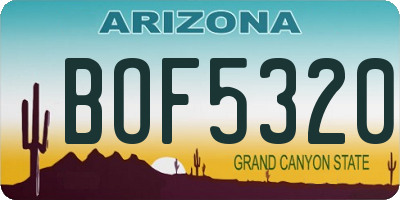 AZ license plate BOF5320