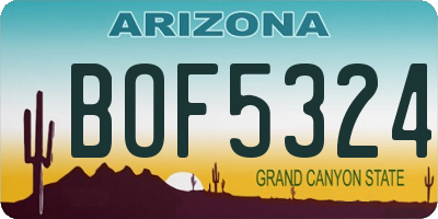 AZ license plate BOF5324