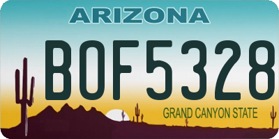AZ license plate BOF5328