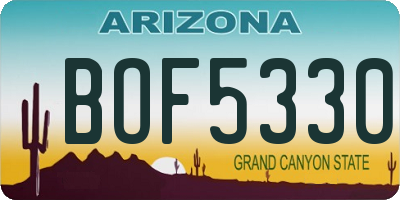 AZ license plate BOF5330