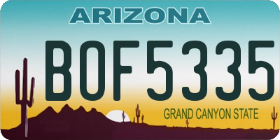 AZ license plate BOF5335