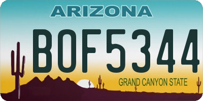AZ license plate BOF5344