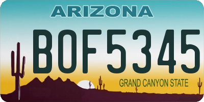 AZ license plate BOF5345