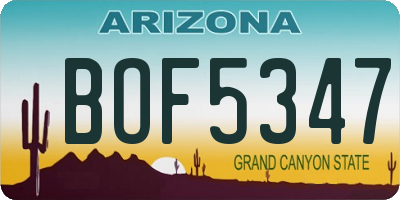 AZ license plate BOF5347