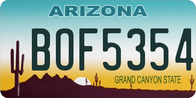 AZ license plate BOF5354