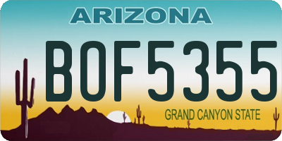 AZ license plate BOF5355