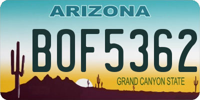 AZ license plate BOF5362