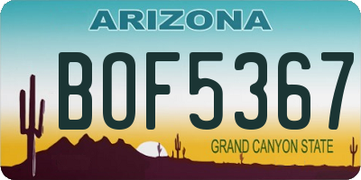 AZ license plate BOF5367