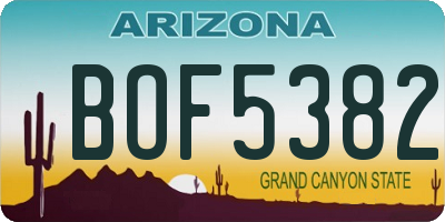 AZ license plate BOF5382