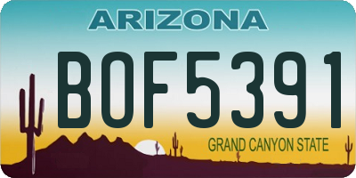 AZ license plate BOF5391