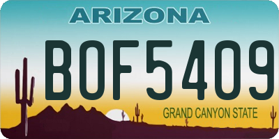 AZ license plate BOF5409