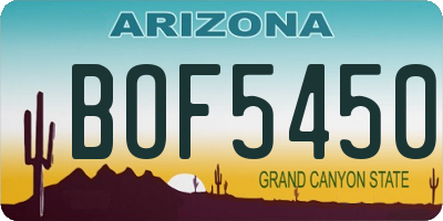 AZ license plate BOF5450