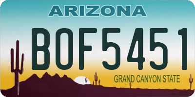 AZ license plate BOF5451