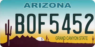 AZ license plate BOF5452