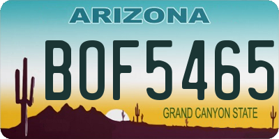 AZ license plate BOF5465
