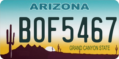 AZ license plate BOF5467