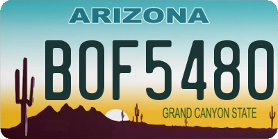 AZ license plate BOF5480