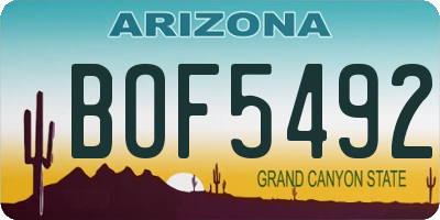 AZ license plate BOF5492