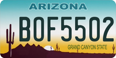 AZ license plate BOF5502