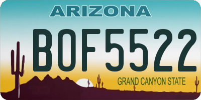 AZ license plate BOF5522