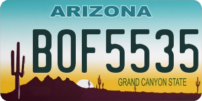 AZ license plate BOF5535