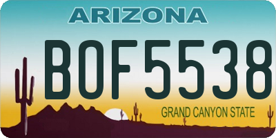 AZ license plate BOF5538