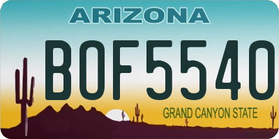 AZ license plate BOF5540