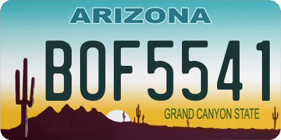 AZ license plate BOF5541