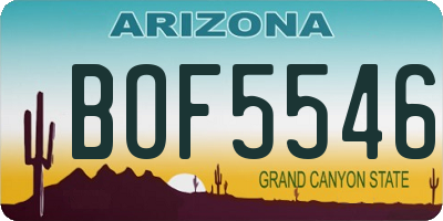 AZ license plate BOF5546