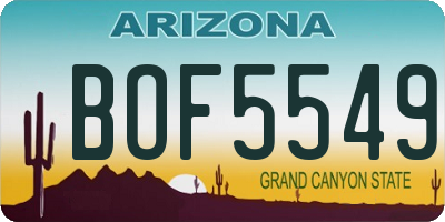 AZ license plate BOF5549