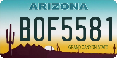 AZ license plate BOF5581