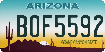 AZ license plate BOF5592