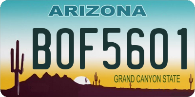 AZ license plate BOF5601
