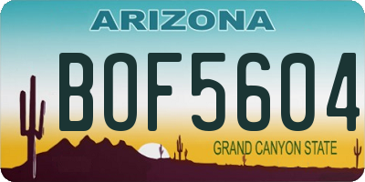 AZ license plate BOF5604