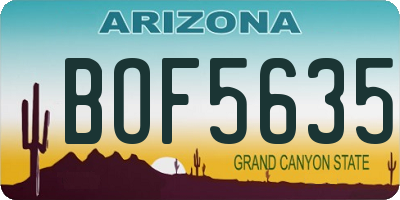 AZ license plate BOF5635