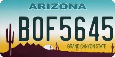 AZ license plate BOF5645