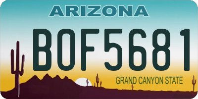 AZ license plate BOF5681