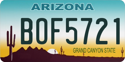 AZ license plate BOF5721