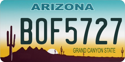 AZ license plate BOF5727