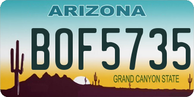 AZ license plate BOF5735