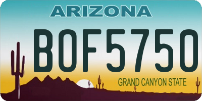 AZ license plate BOF5750