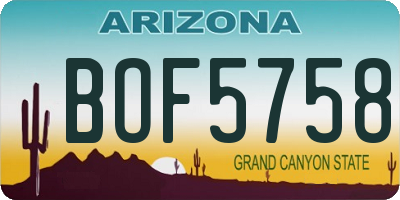 AZ license plate BOF5758