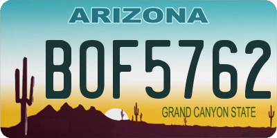 AZ license plate BOF5762