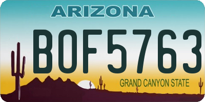 AZ license plate BOF5763