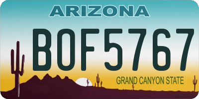 AZ license plate BOF5767
