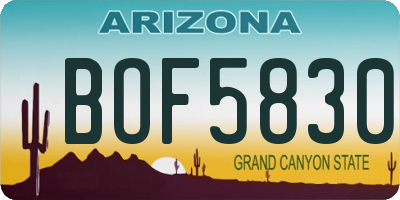 AZ license plate BOF5830