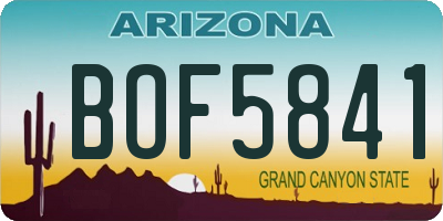 AZ license plate BOF5841