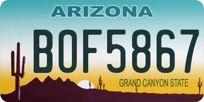 AZ license plate BOF5867